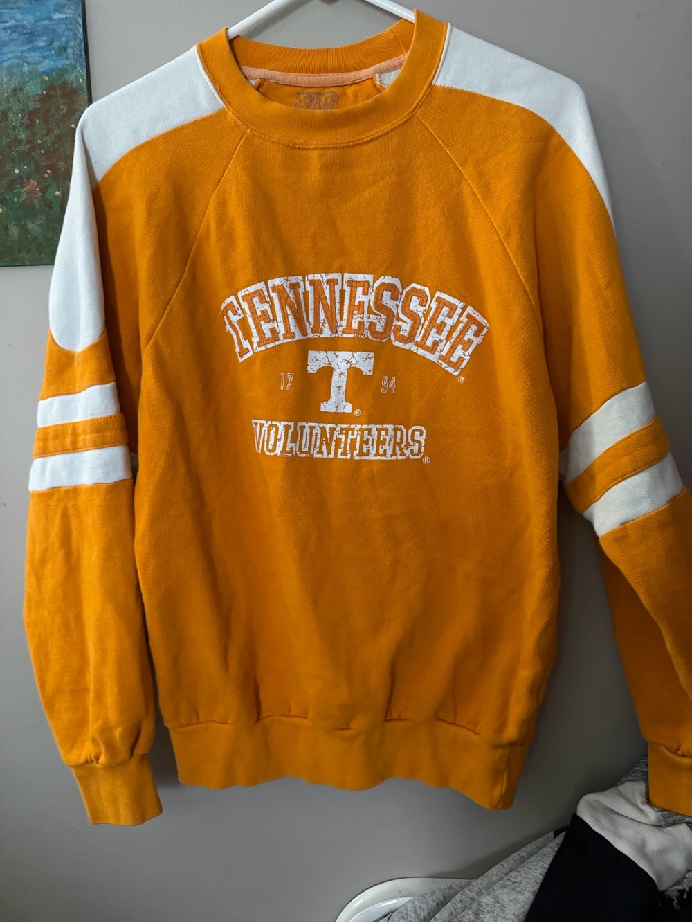 Varsity Orange and White Tennessee Volunteers Crewneck Sweatshirt
